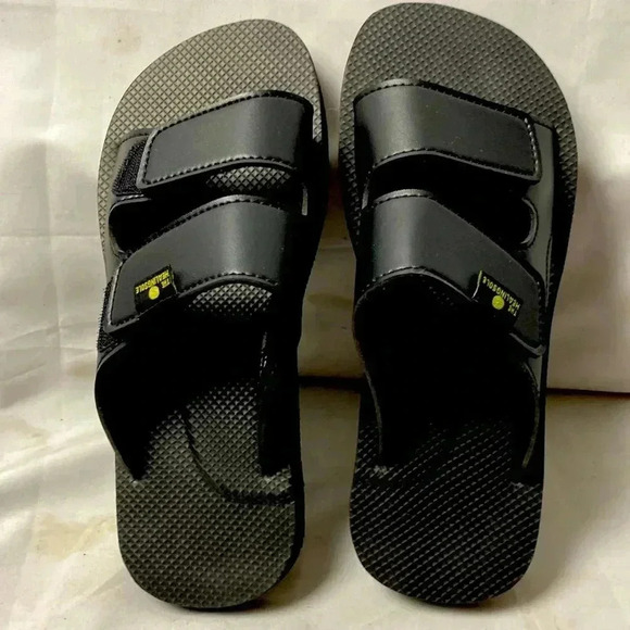 THE HEALINGSOLE WOMENS SIZE 8 BLACK ORTHOPEDIC SANDAL DOUBLE HOOK LOOP STRAPS - Picture 1 of 12